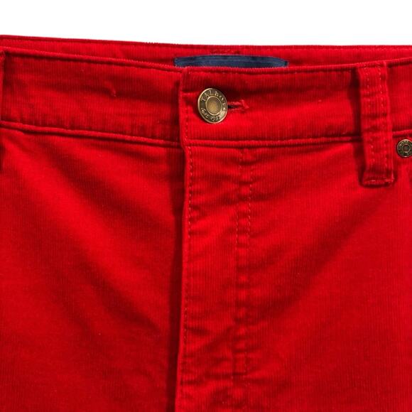TALBOTS High-Waisted Straight-Leg Apple Red Corduroy Pants, Size 12P - Picture 3 of 10